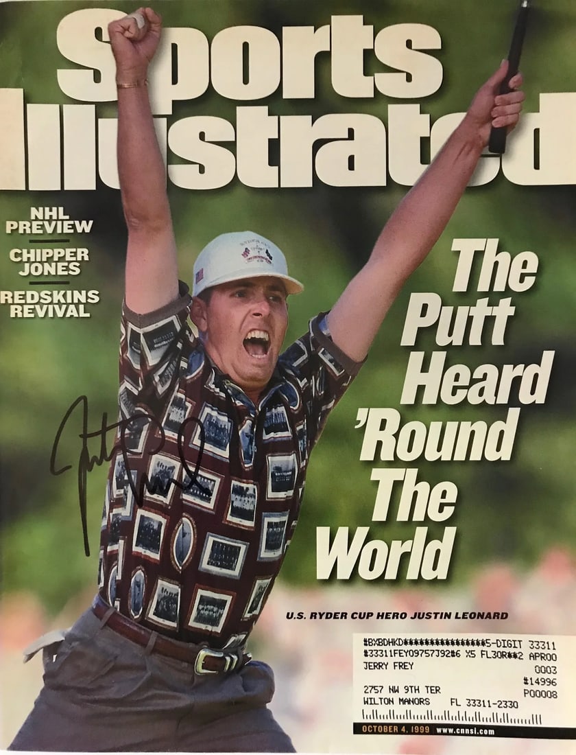 Justin Leonard Signed Sports Illustrated October 4 1999 (1 of 2)