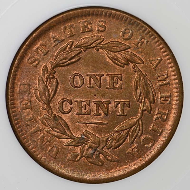 1838 Coronet Cent 1C NGC MS64RD - 3