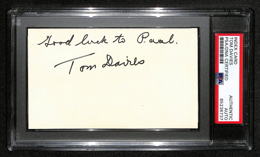 Tom Davies CFB HOF Signed 3x5 Index Card Pitt Panthers RARE PSA/ DNA 189028 (1 of 2)