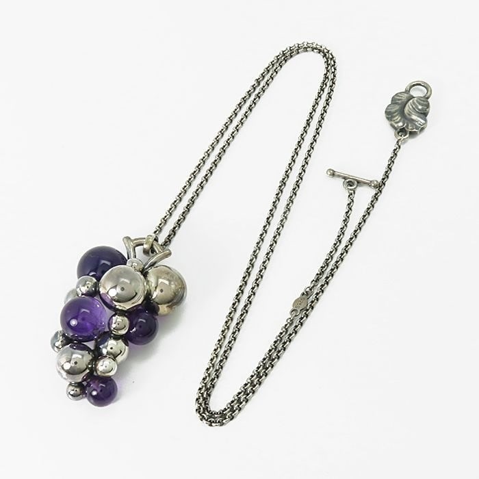 Georg Jensen Moonlight Amethyst Grape Pendant Chain Necklace with Original Box (1 of 9)