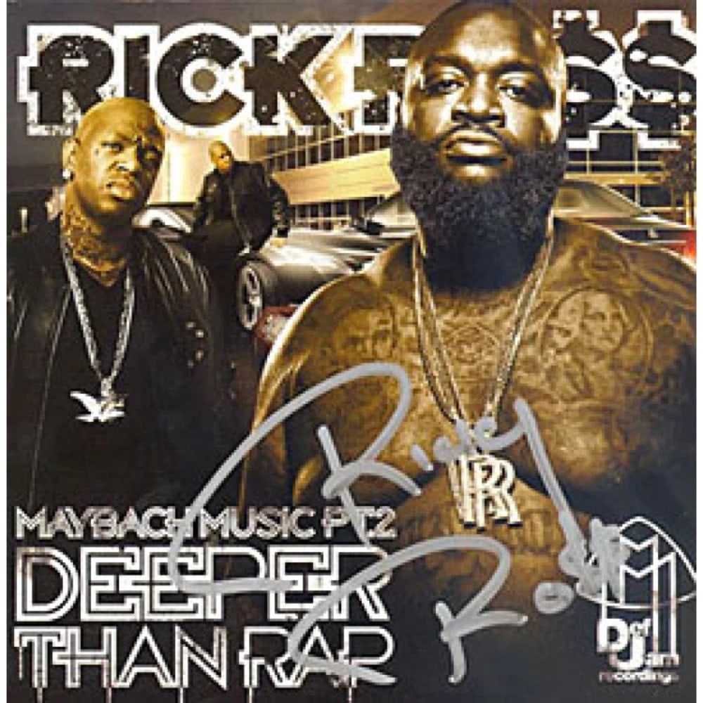 Deeper than rap mix tape autographed Rick Ross Maybach music pt.: Deeper than rap mix tape autographed Rick Ross Maybach music pt. Deeper than rap mix tape autographed by Rick Ross, featuring music from Maybach. This rare item bears the signature of the renowned rap
