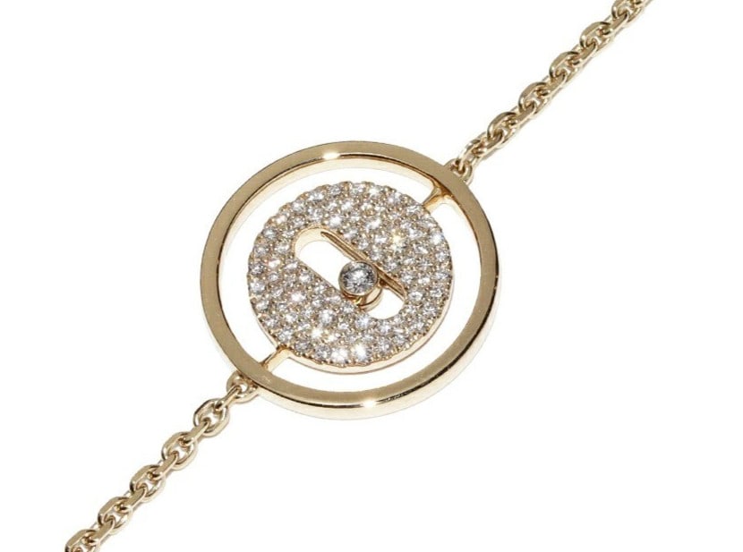 Messika Lucky Move Pave Diamond 18k Yellow Gold Chain Bracelet Bangle 0.20ct: Messika Lucky Move Pave Diamond 18k Yellow Gold Chain Bracelet Bangle 0.20ct Item Specifics: Materials Sourced From: France Antique: No Shape: Round Closure: Lobster Occasion: Anniversary Birthday Chr