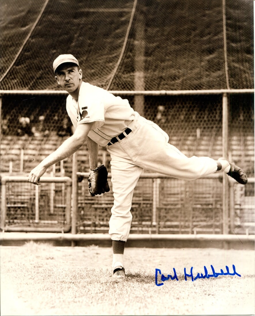 Carl Hubbell Autographed 8x10 Photo: Carl Hubbell Autographed 8x10 Photo Carl Hubbell's sharp blue signature adds a touch of authenticity to this vintage 8x10 baseball photo. The James Spence Authentication (JSA) logo verifies the legiti