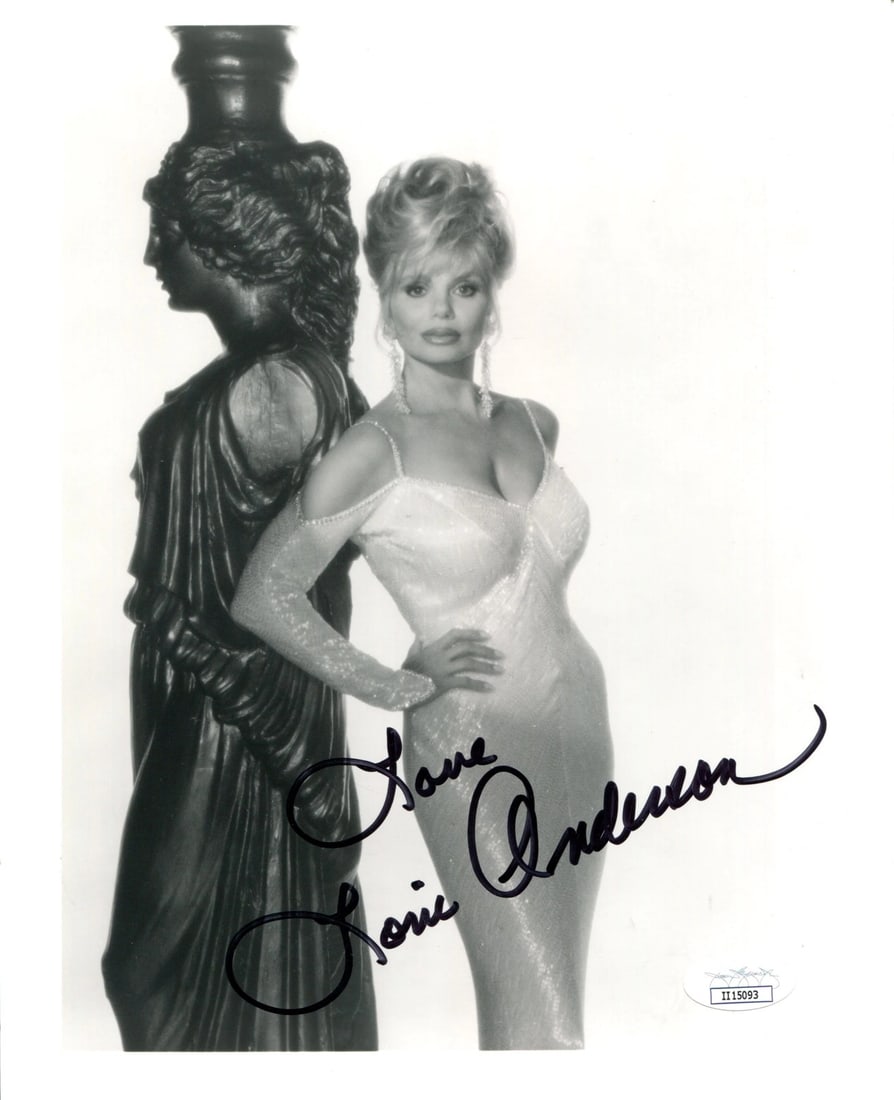 Loni Anderson Autographed 8x10 Photo (JSA): Loni Anderson Autographed 8x10 Photo (JSA) Loni Anderson's sharpie signature adds a touch of Hollywood glamour to this official 8x10 photo, certified by James Spence Authentication (JSA) with COA #II1