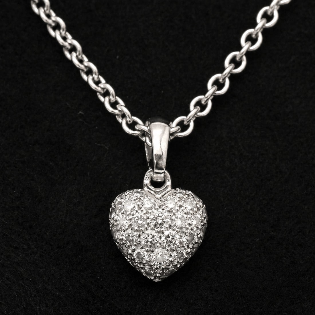 White Gold Necklace Pendant with Pave Heart Diamond and 18k Cartier Paper Box 10.5g: White Gold Necklace Pendant with Pave Heart Diamond and 18k Cartier Paper Box 10.5g Item Specifics: Pendant Shape: Heart Closure: Spring Ring Occasion: Anniversary Birthday Christening Christmas Confi