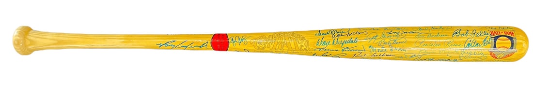MLB Hall Famers Cooperstown Autographed Beckett Stars Bat: MLB Hall Famers Cooperstown Autographed Beckett Stars Bat Signed by MLB Hall Famers and Stars in blue sharpie, this Cooperstown Autographed Beckett Stars Bat boasts the iconic signatures of legendary 