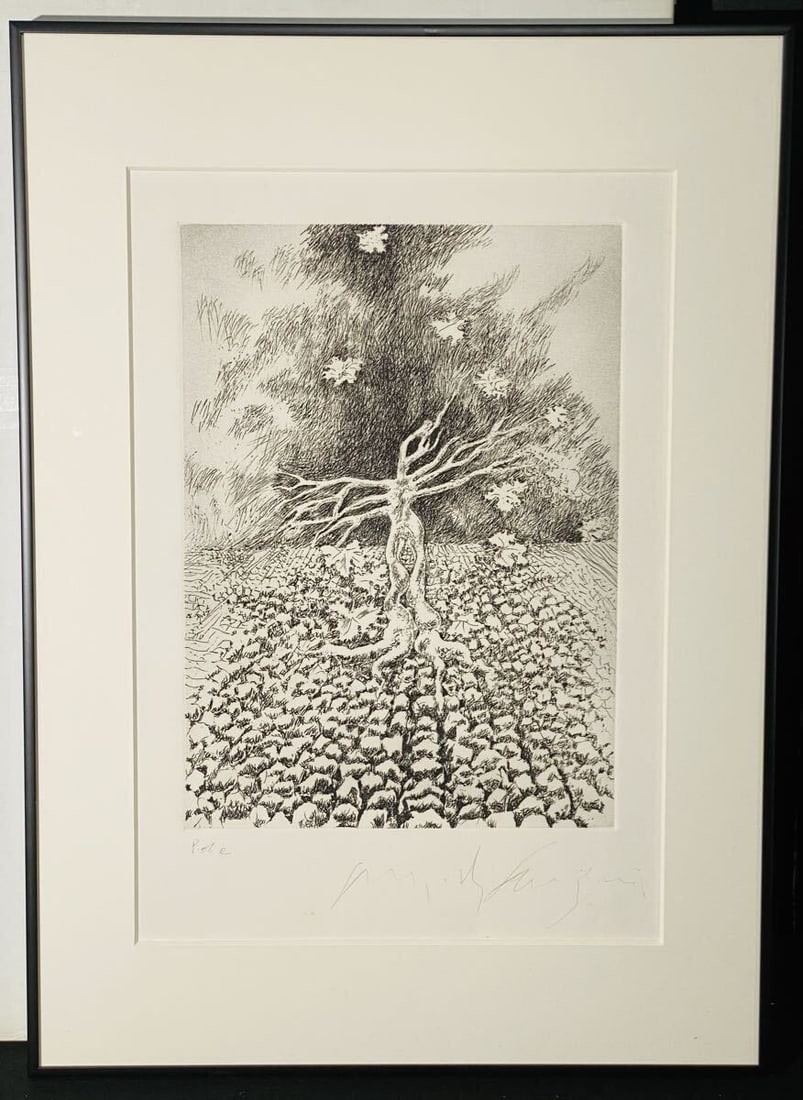 Italian Modernist Pericle Fazzini Signed Tree Etching Composition - 2