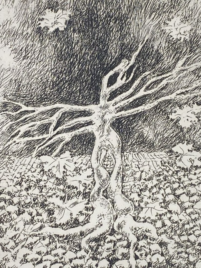Italian Modernist Pericle Fazzini Signed Tree Etching Composition - 3