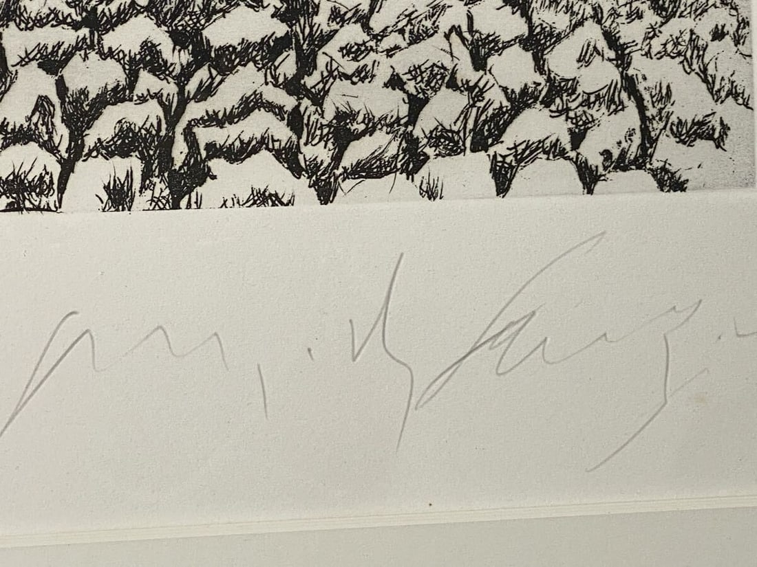 Italian Modernist Pericle Fazzini Signed Tree Etching Composition - 4