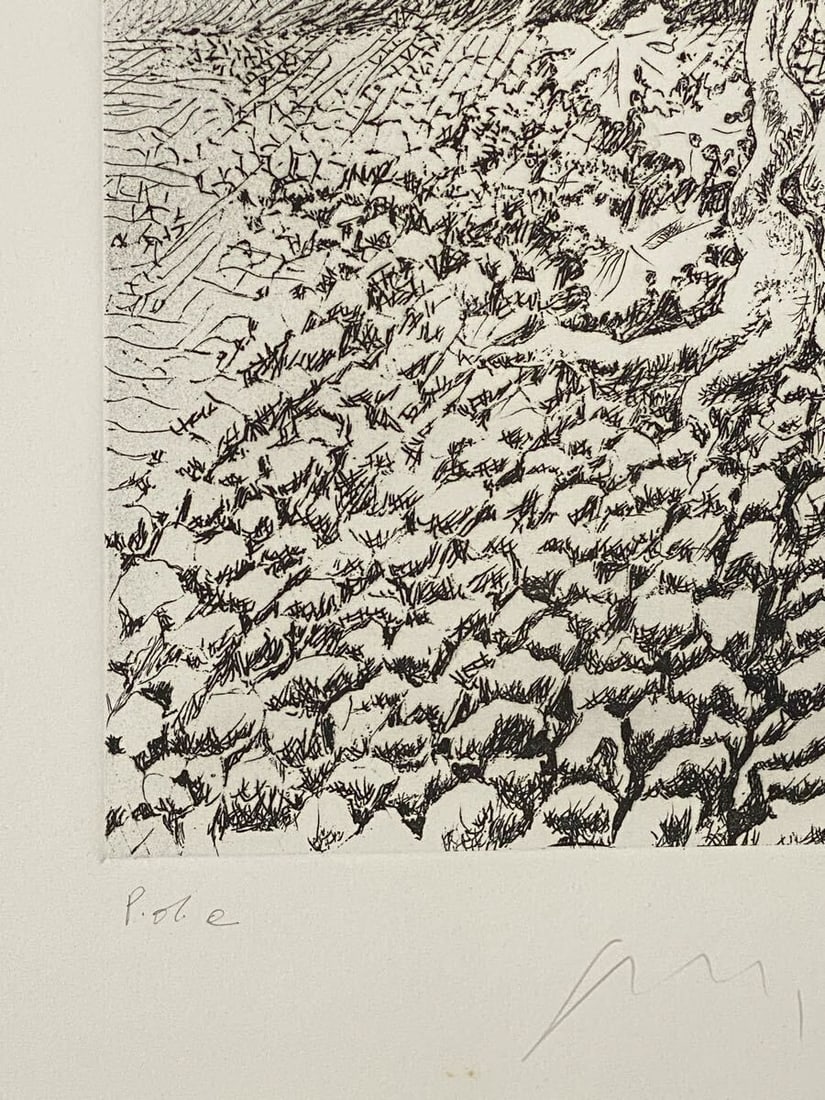 Italian Modernist Pericle Fazzini Signed Tree Etching Composition - 7