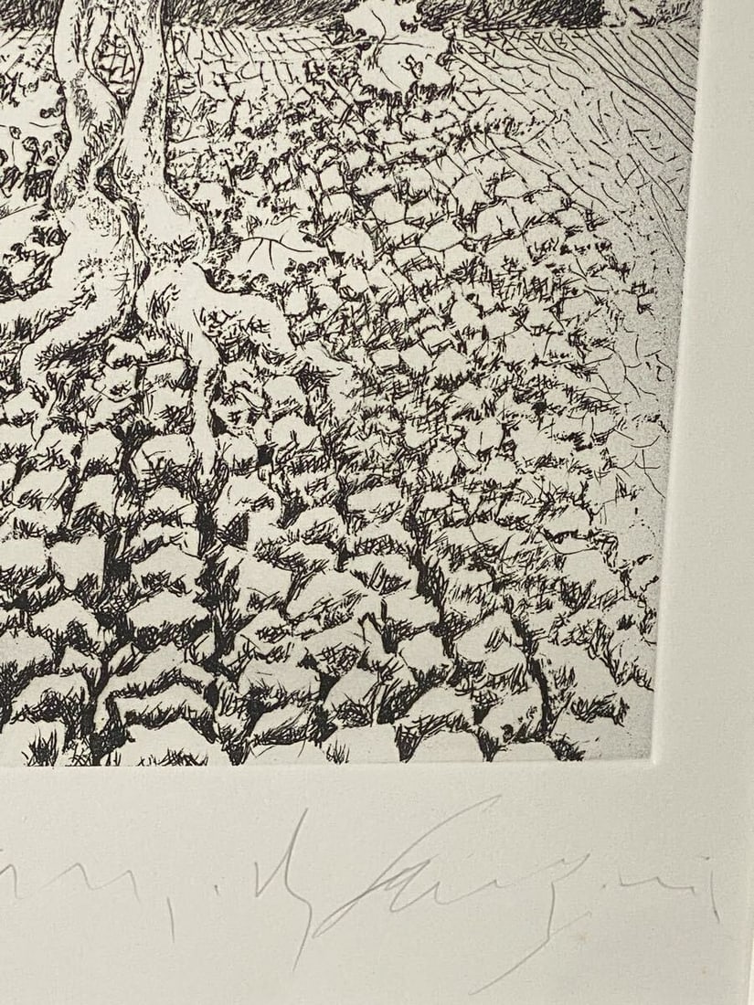 Italian Modernist Pericle Fazzini Signed Tree Etching Composition - 8