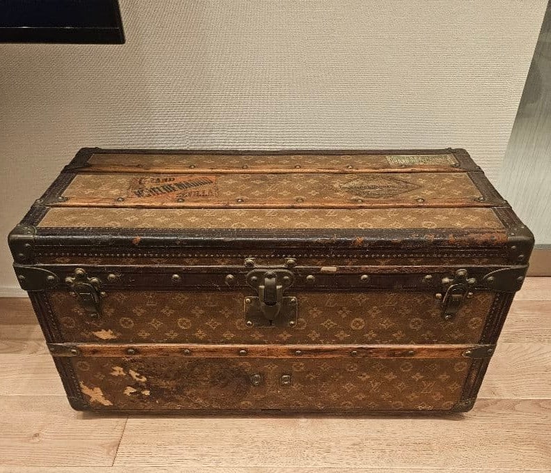 Louis Vuitton Vintage Monogram Trunk w/ Original Travel Stickers Antique (1 of 4)