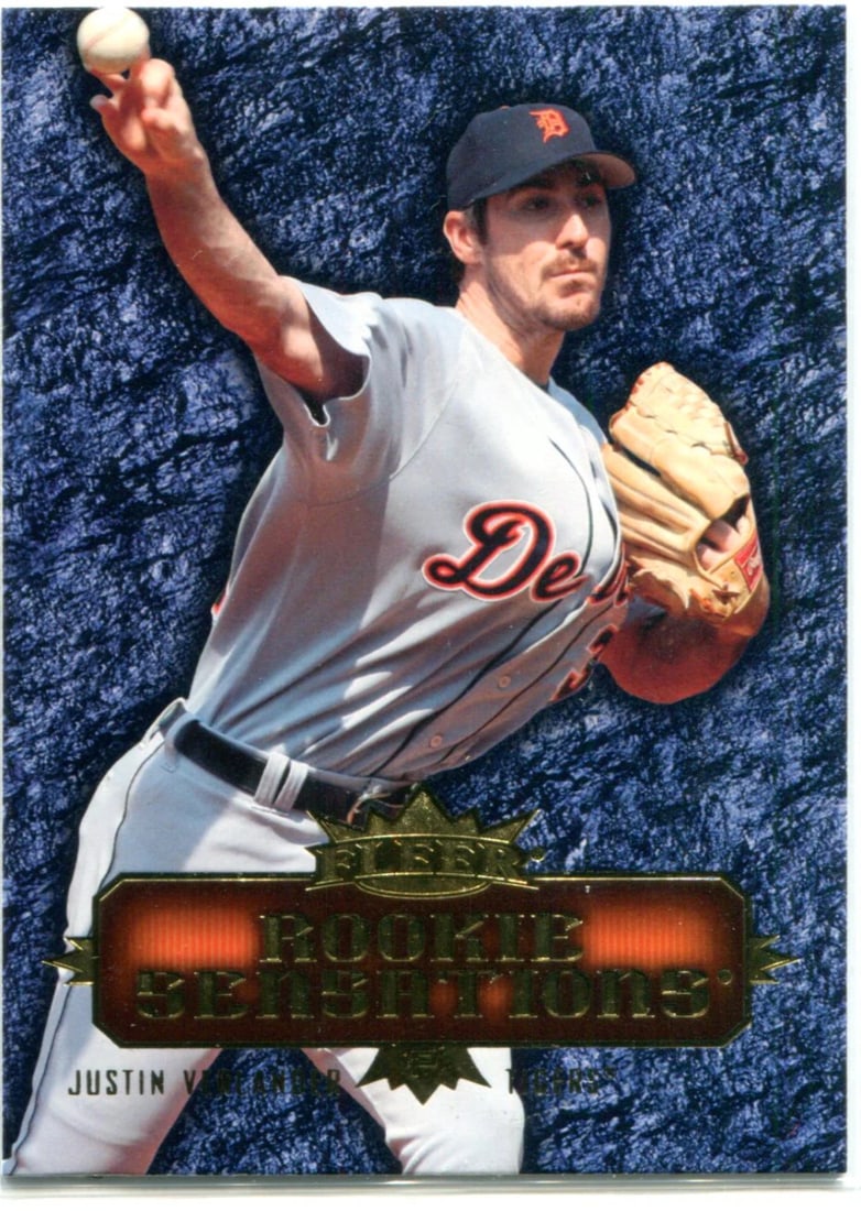 Justin Verlander 2007 Fleer Rookie Sensations Card: Justin Verlander 2007 Fleer Rookie Sensations Card Justin Verlander's 2007 Fleer Rookie Sensations Card features the rookie pitcher in his early MLB career, showcasing his potential for success. This 