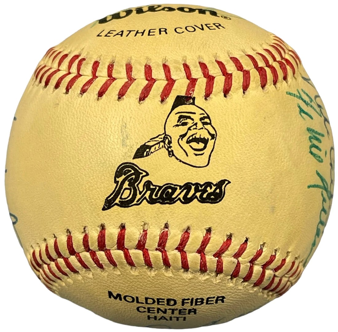 MLB Legends Autographed Official Braves Logo Baseball (JSA) - 7