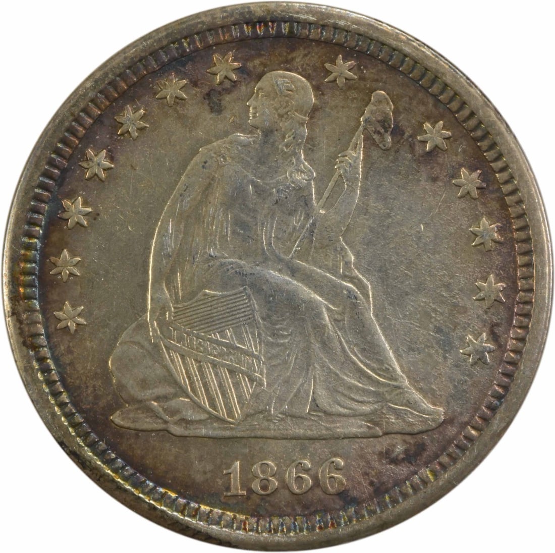 1866-S Liberty Seated Silver Quarter EF Uncertified: 1866-S Liberty Seated Silver Quarter EF Uncertified The 1866-S Liberty Seated Silver Quarter EF Uncertified is an exceptional example of American numismatics, boasting a rich history and stunning desi