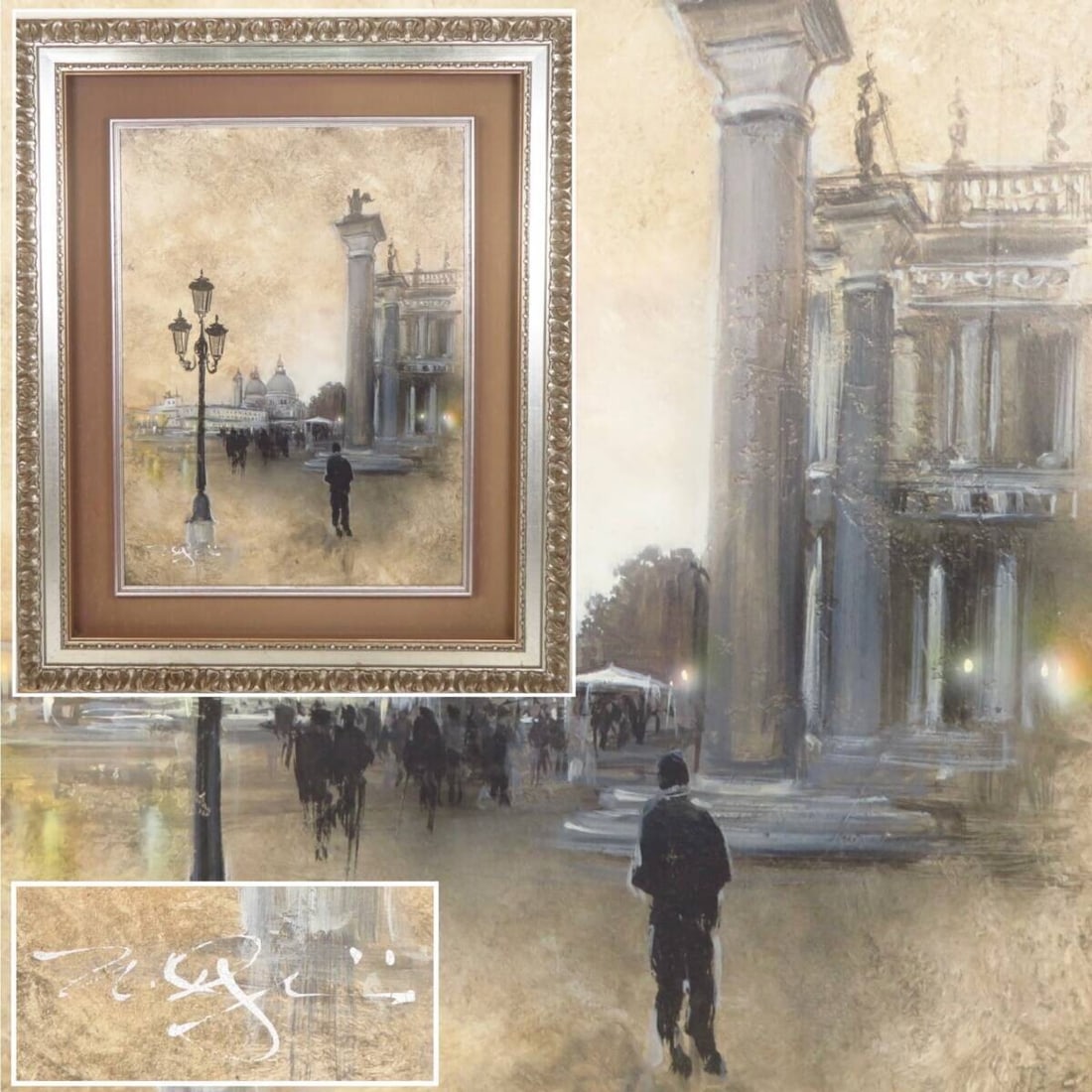 Oil on canvas signed original painting nate giorgio venice framed (1 of 10)
