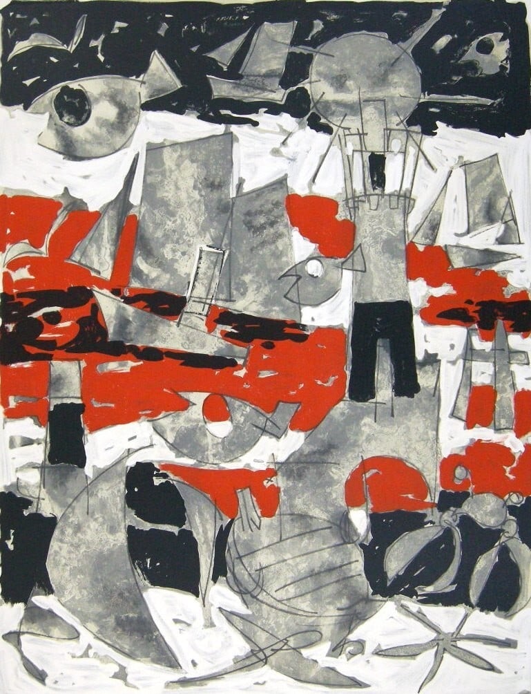 VENARD ED75 LITHOGRAPH PRINT SIGNED NUMBERED MER ROUGE - 2
