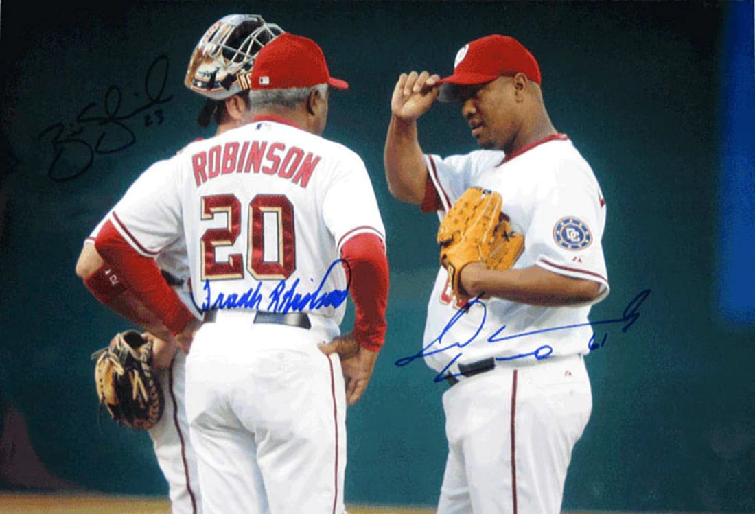 Schneider Robinson & Hernandez Autographed Meeting at the Mound Nationals 12x18 (1 of 1)