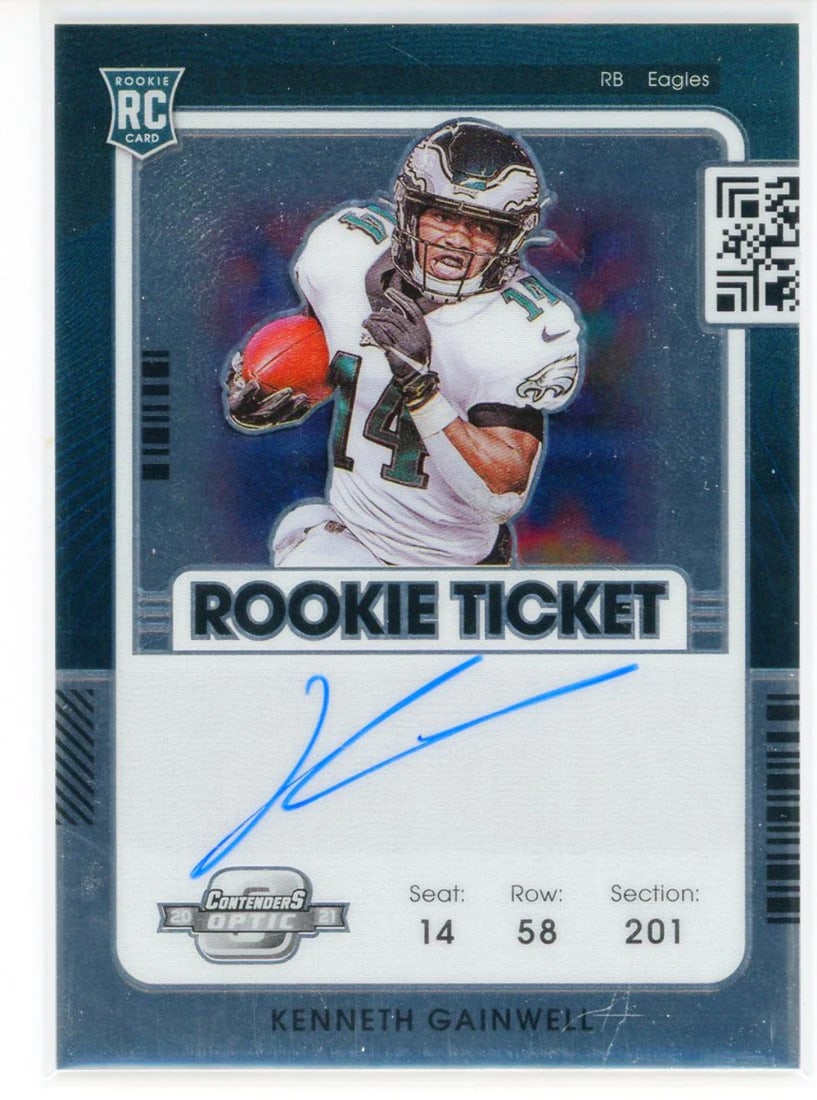 Kenneth Gainwell Autographed 2021 Panini Contenders Optic Rookie Ticket Card #13 (1 of 2)