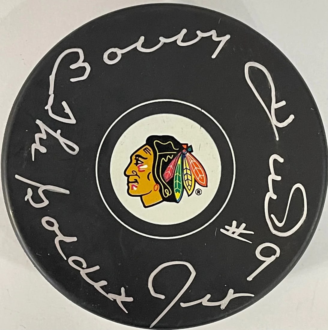 Bobby Hull Autographed Official Chicago Blackhawks Puck (JSA) (1 of 2)