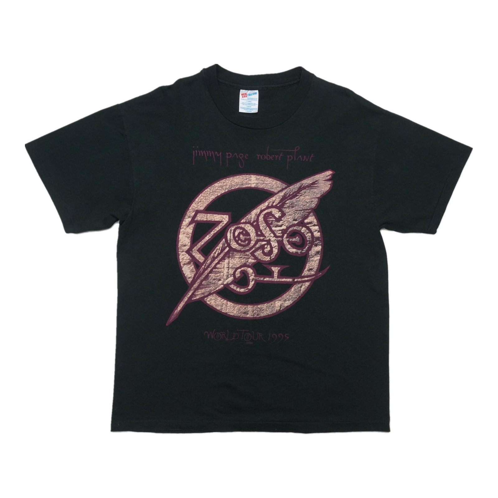 Page Robert Jimmy 1997 Tour Shirt: Page Robert Jimmy 1997 Tour Shirt Extra Large Vintage Jimmy Page Robert Plant Tour Shirt, 1997. This black cotton tour shirt features front and back graphics and measures 21.75 inches pit to pit and 2
