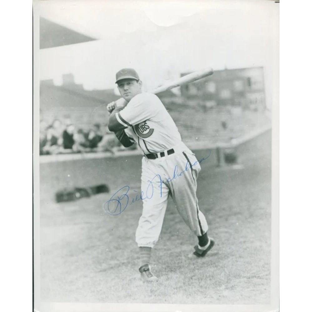 Bill Nicholson Autographed 8x10 Photo: Bill Nicholson Autographed 8x10 Photo Signed in blue pen by Bill Nicholson, this 8x10 photo showcases the artist's unique style and flair. Brought to you directly from a reputable source, this autogra
