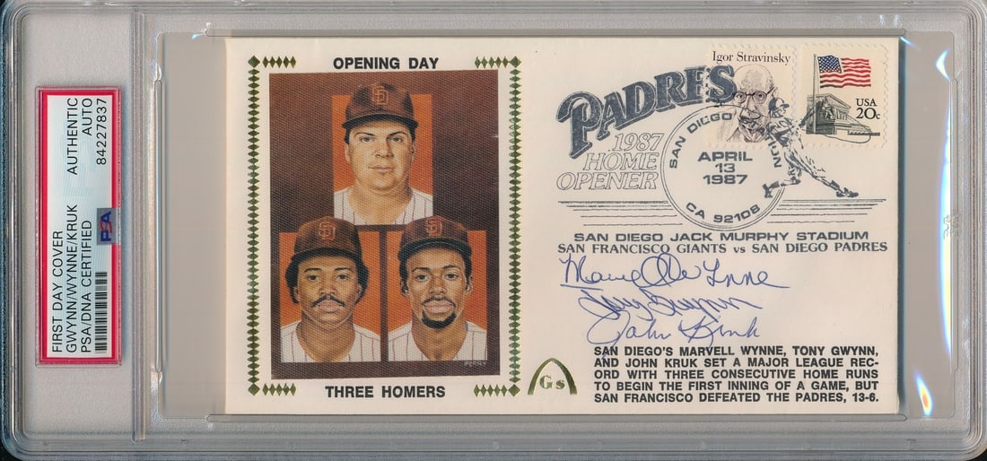 Padres Opening Day Three Homers Multi-Signed/ Autographed FDC PSA/ DNA 152849: Padres Opening Day Three Homers Multi-Signed/ Autographed FDC PSA/ DNA 152849 Item Specifics: Sport: Baseball Original/Reprint: Original Team: San Diego Padres Autograph Authentication: PSA/DNA League