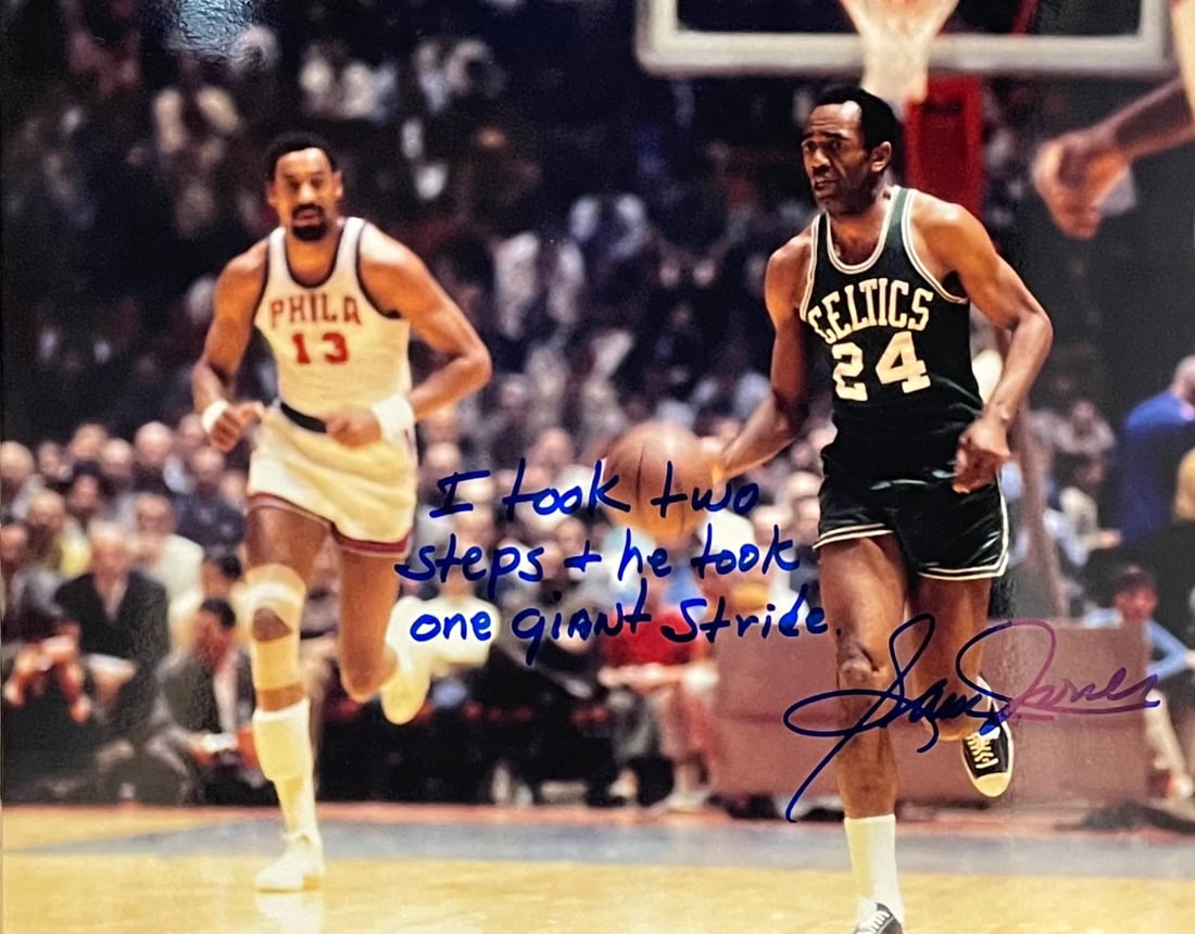 Jones Sam Autographed Photo Basketball 8x10 (1 of 1)