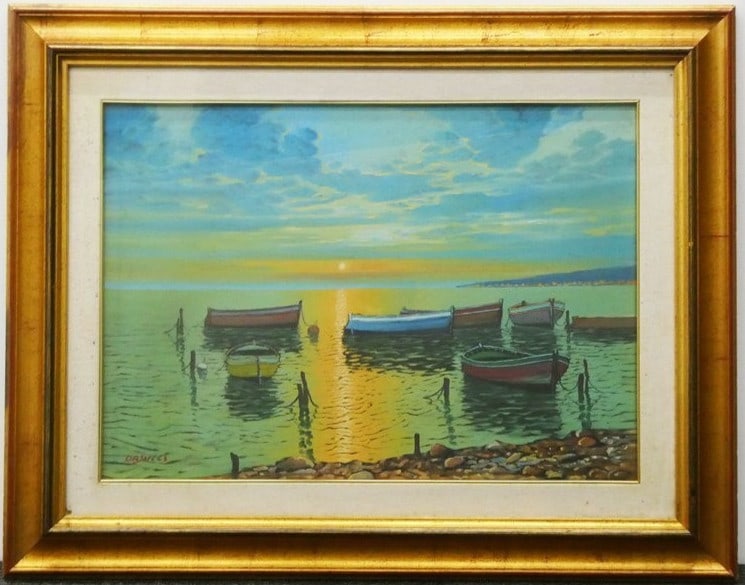 Massimo Orsucci Seascape Oil Painting Italian Coastal Boats Signed Framed: Massimo Orsucci Seascape Oil Painting Italian Coastal Boats Signed Framed Item Specifics: Artist: Massimo Orsucci Unit Of Sale: Single Piece Signed By: Massimo Orsucci Signed: Yes Size: Large Material