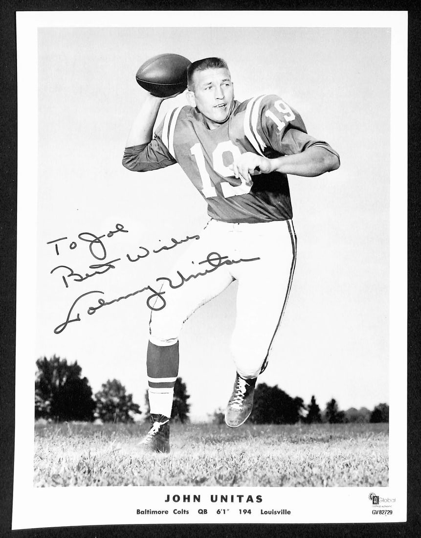 Unitas Johnny HOF Signed Inscr 8x10 Photo Vintage PSA DNA 198844 Baltimore Colts: Unitas Johnny HOF Signed Inscr 8x10 Photo Vintage PSA DNA 198844 Baltimore Colts Unitas Johnny HOF Signed Inscr 8x10 Photo Vintage PSA DNA 198844 Baltimore Colts - A rare and iconic piece from the sto