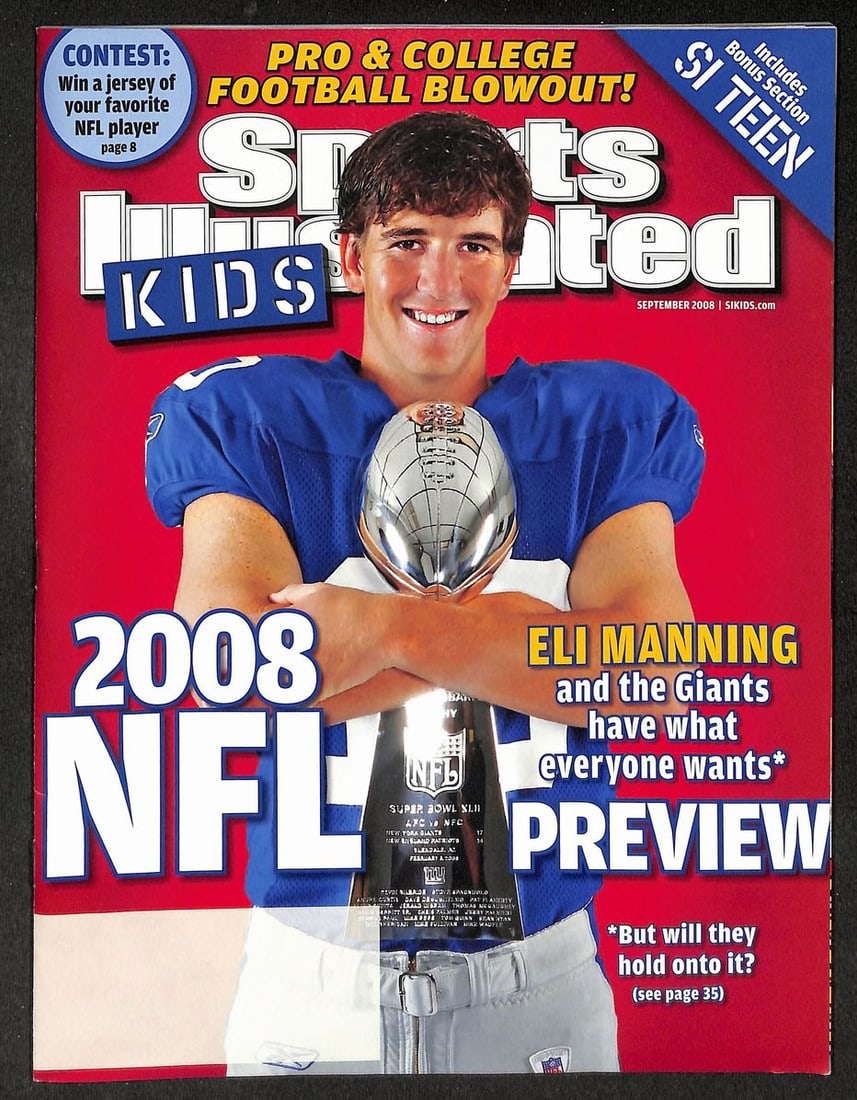 RC Eli Manning 2008 with Usain Bolt for Kids Sports Illustrated Cards: RC Eli Manning 2008 with Usain Bolt for Kids Sports Illustrated Cards RC Eli Manning 2008 with Usain Bolt for Kids Sports Illustrated Cards features an action-packed scene of the NFL quarterback Eli M
