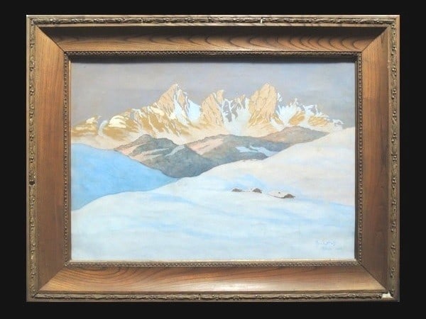 Theodor von Lerch Tirol 1926 Watercolor Alpine Snow Landscape Signed Framed (1 of 8)