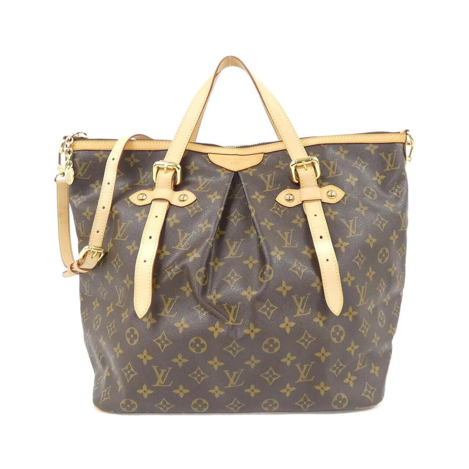Canvas coated handbag by Louis Vuitton: Canvas coated handbag by Louis Vuitton Marron coated canvas handbag by Louis Vuitton, featuring gold hardware and a classic design. This stylish bag measures 30cm x 43cm x 20cm and boasts a timeless