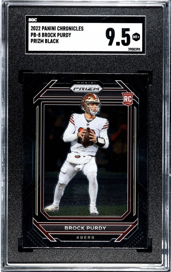 Brock Purdy 2022 Panini Prizm Black Rookie Card #PB8 SGC 9.5 (1 of 2)