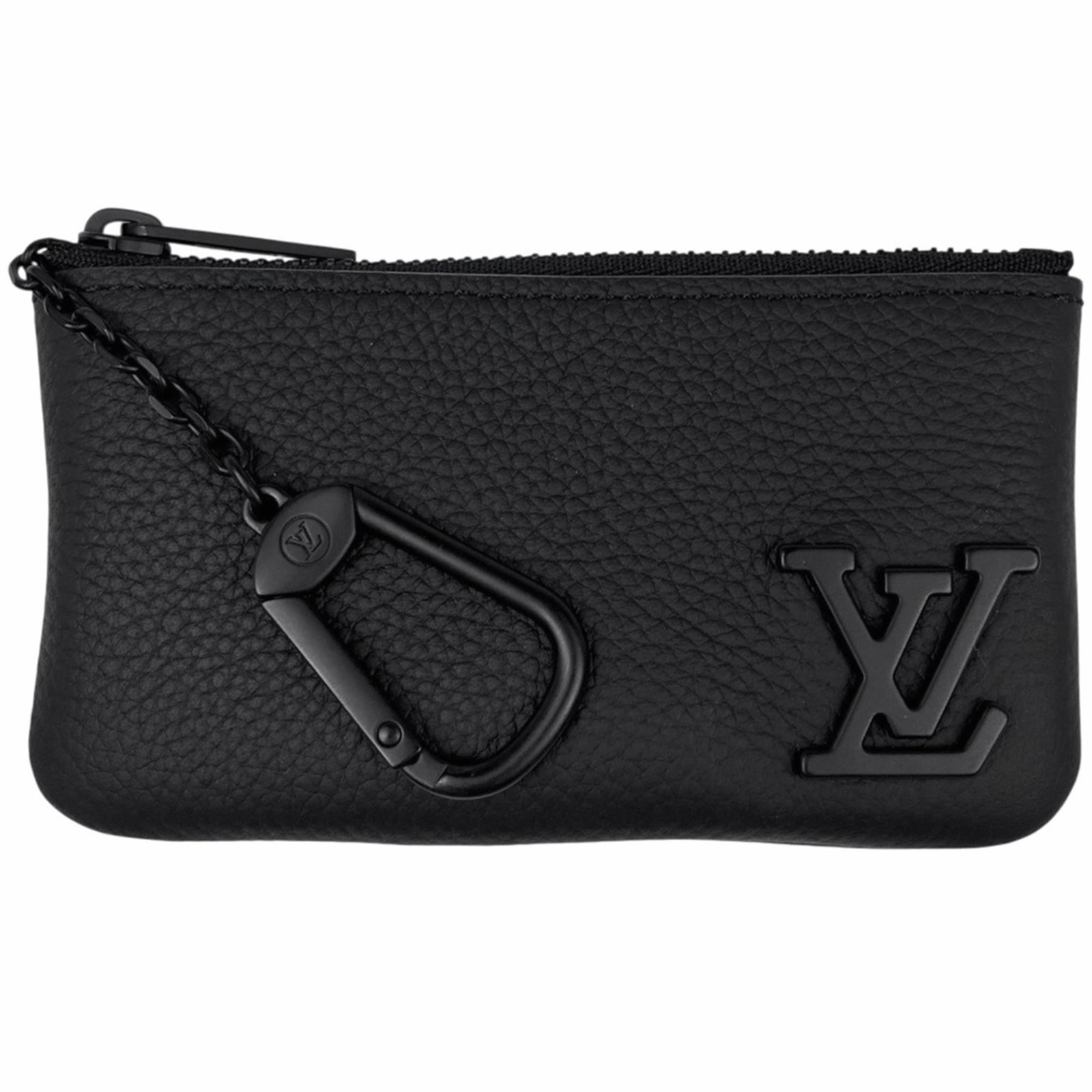 Louis Vuitton Leather Pochette: Louis Vuitton Leather Pochette Black leather pochette from Louis Vuitton, measuring 6.5cm x 11.5cm x 1cm in size, with a classic design that showcases the brand's signature style. Made from