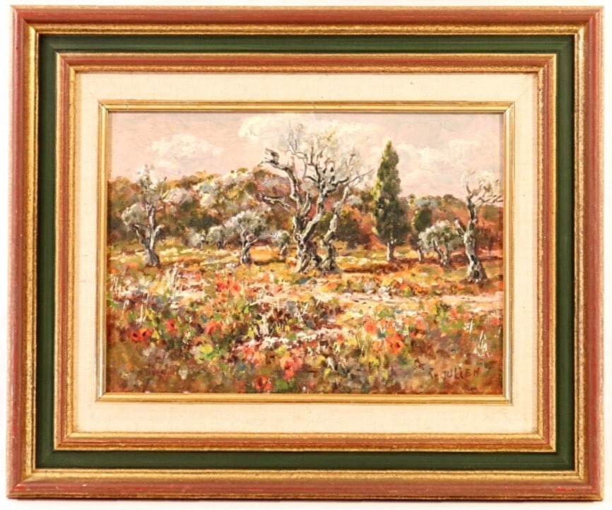Robert Julien Oil Painting Landscape Coquelicot French Art Signed 1996 (1 of 10)