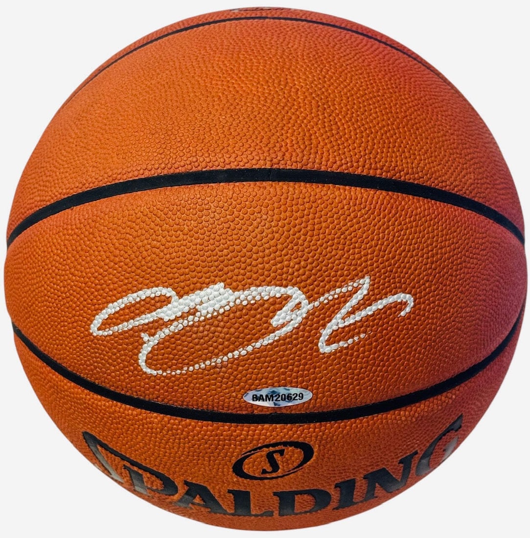 LeBron James Autographed Spalding Official Leather Game Basketball (UDA): LeBron James Autographed Spalding Official Leather Game Basketball (UDA) Signed in silver paint pen above the Spalding logo on a David Stern basketball, this autographed Spalding Official Leather