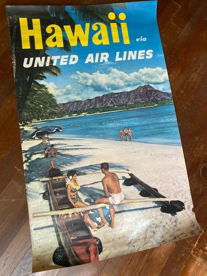 HAWAII United Airlines 1960s Original Vintage Poster Hawaiian Beach: HAWAII United Airlines 1960s Original Vintage Poster Hawaiian Beach Item Specifics: Type: Poster Airline: United Product Disclaimer: Please review the full description and photos. Lithographs may be