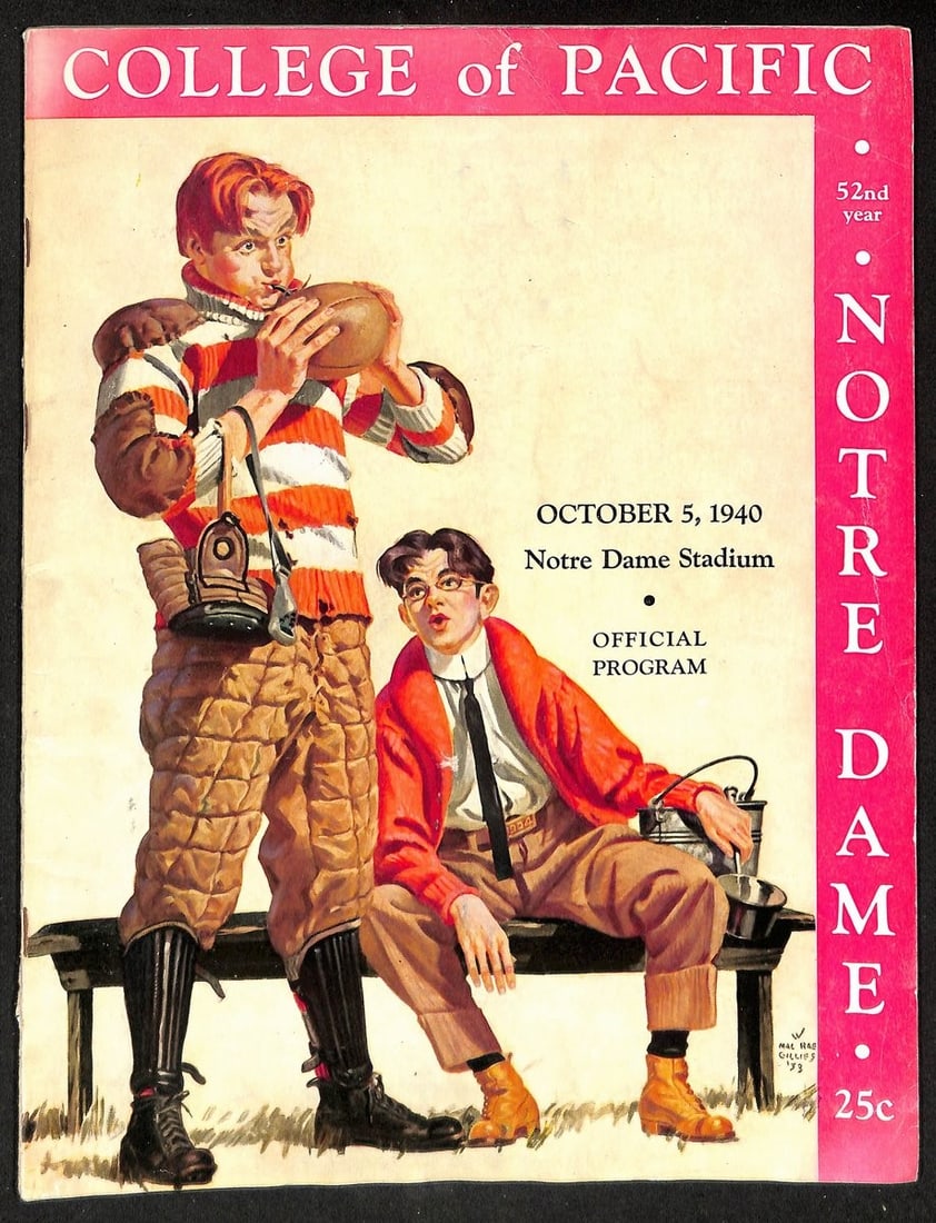 College of Pacific vs Notre Dame Rare 1940 College Football Game Program (1 of 5)