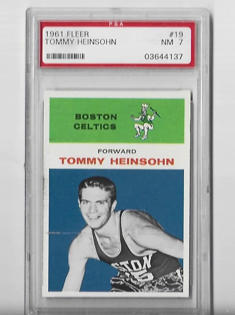 Tommy Heinsohn 1961 Fleer Basketball PSA NM 7 Card: Tommy Heinsohn 1961 Fleer Basketball PSA NM 7 Card The Tommy Heinsohn 1961 Fleer Basketball PSA NM 7 Card features the iconic basketball legend's image in a rare and highly graded condition, boasting 