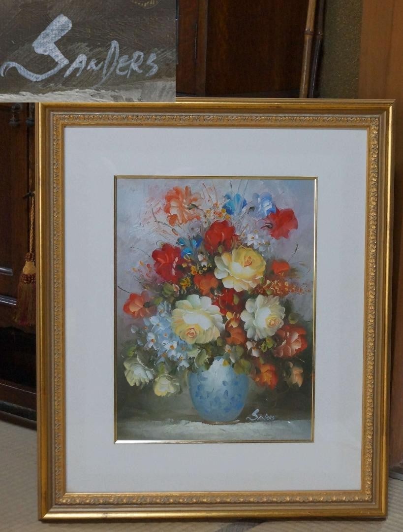 Oil painting signed framed by Edmond Sanders of roses still life: Oil painting signed framed by Edmond Sanders of roses still life Item Specifics: Artist: Margareta Sterian Unit Of Sale: Single Piece Signed By: Edmond Sanders Size: Large Signed: Yes Material: Canvas