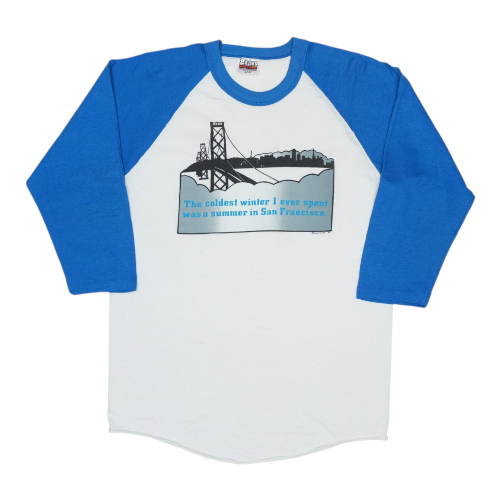 1980s Coldest Winter San Francisco Jersey Shirt: 1980s Coldest Winter San Francisco Jersey Shirt Large, white 1980s Coldest Winter San Francisco Jersey Shirt with a classic fit and simple design. Measuring 20 inches in pit to pit length and 29.5 inc
