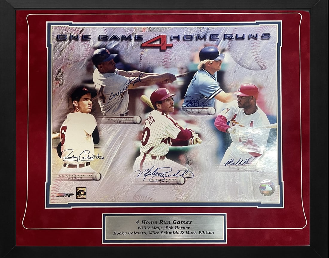 One Game 4 Home Runs Autographed Framed 15x18 Photo (JSA & MLB Auth) (1 of 1)
