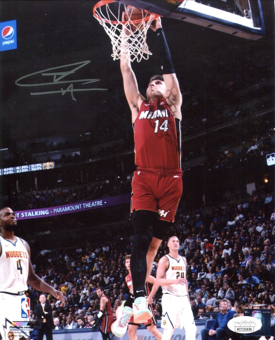 Tyler Herro Autographed Dunking Photo JSA 8x10: Tyler Herro Autographed Dunking Photo JSA 8x10 Item Specifics: Brand: James Spence Authentication (JSA) Tyler Herro Autographed Dunking 8x10 Photo Signed in blue sharpie across the front of the photo.