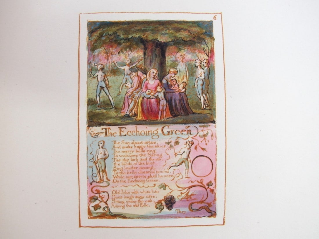 William Blake Songs of Innocence Experience 1893 Facsimile Hand Colored No.10: William Blake Songs of Innocence Experience 1893 Facsimile Hand Colored No.10 Item Specifics: Binding: Hardcover Place Of Publication: London Signed: No Publisher: Bernard Quaritch Subject: Illustrate