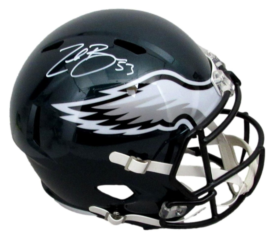 Zack Baun Signed/ Auto Green Full Size Speed Replica Helmet Eagles Beckett 198920: Zack Baun Signed/ Auto Green Full Size Speed Replica Helmet Eagles Beckett 198920 Authentic Beckett Authentication Services (BAS) verified Zack Baun signed full-size speed replica helmet, officially l