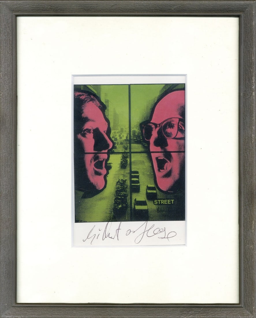 Gilbert and George postcard print signature autographed people landscape street (1 of 1)
