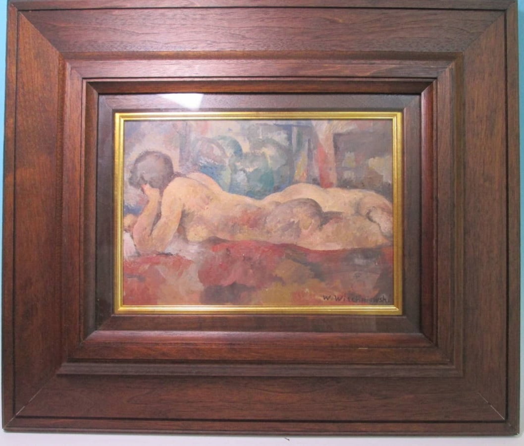European Impressionist Oil Signed Painting Nude Reclining: European Impressionist Oil Signed Painting Nude Reclining Item Specifics: Artist: W. Wischniewski Unit Of Sale: Single Piece Signed By: W. Wischniewski Size: Medium Signed: Yes Material: Canvas Framin