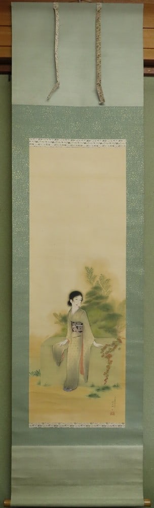 Antique Japanese Hanging Scroll Bijinga Beautiful Woman Nakabayashi Ayumu Silk: Antique Japanese Hanging Scroll Bijinga Beautiful Woman Nakabayashi Ayumu Silk Item Specifics: Artist: Nakabayashi Ayumu Subject: Bijinga (Beautiful Woman) Material: Silk Style: Japanese Year Of Produ