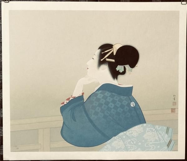 Uemura Shoen Taigetsu Waiting for the Moon Silkscreen Print Ltd 130 180: Uemura Shoen Taigetsu Waiting for the Moon Silkscreen Print Ltd 130 180 Item Specifics: Artist: Uemura Shoen Subject: Bijin-ga (Beautiful Women) Material: Paper Style: Japanese Year Of Production: 200